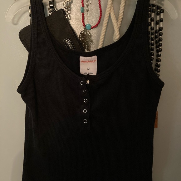 black tank top with silver buttons - Picture 2 of 3